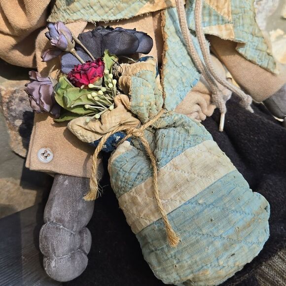 Primitive Rustic Rabbit Bunny Doll Handmade Hand Crafted Handcrafted Easter - Picture 5 of 16